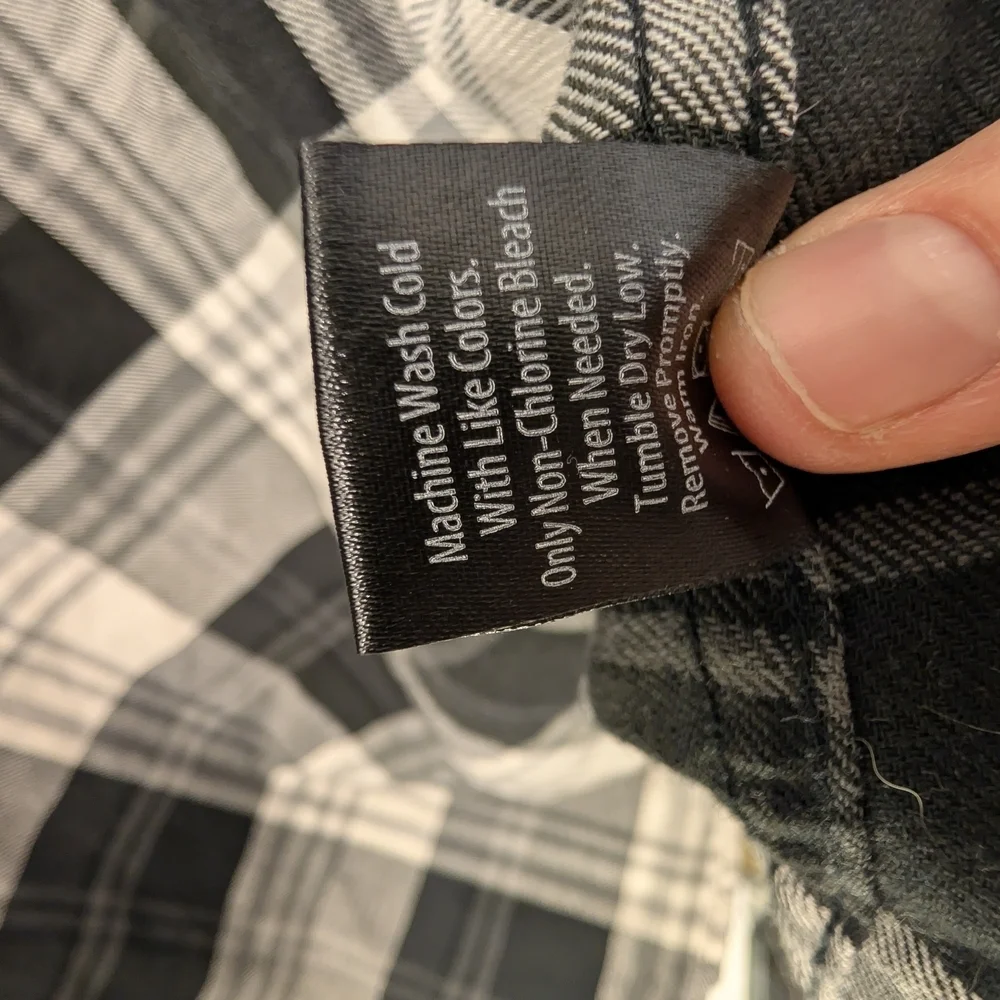 Burnside Gray and Black Plaid Shirt
